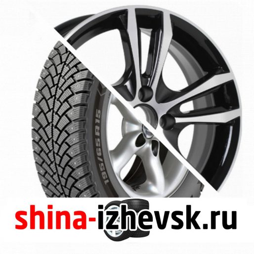 Колесо в сборе BF Goodrich G Force Stud 205/55 R16 Q 94 + КиК Samara-оригинал 6xR16 4×100 ET41 DIA60.1 Черный глянцевый с полированными элементами лицевой поверхности в Ижевске